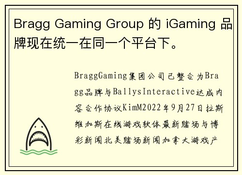 Bragg Gaming Group 的 iGaming 品牌现在统一在同一个平台下。